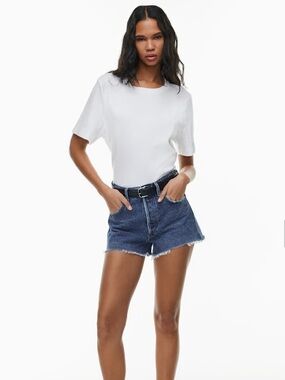 Aritzia Agolde Mila Jean Shorts Raw Hem Button Fly Size 32